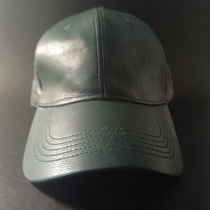 Dark Green Leather Cap